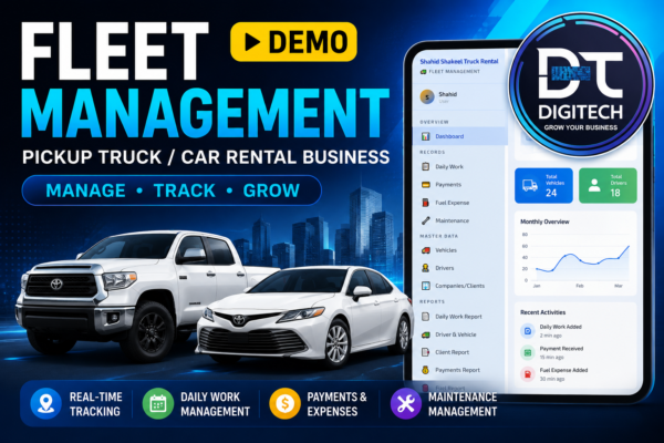 2-Fleet Management System Demo Pickup Truck & Car Rental Software by DigiTech Fleet Management System | Pickup Truck & Car Rental Software by DigiTech